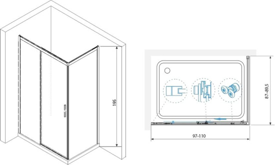 Душевой уголок RGW Leipzig LE-41 100x90x195 профиль хром, стекло прозрачное