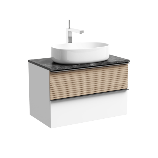 Тумба с раковиной Sancos Delta 80 дуб светлый/белый, DL80W