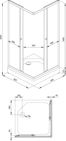 Душевой уголок Triton Вента-хром Щ0000049616 90х90 см с поддоном