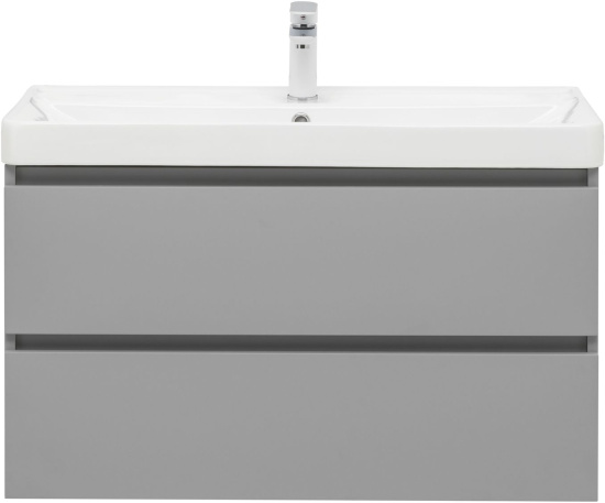 Тумба с раковиной Aquanet Вега 2.0 90 2 ящика, мисти грин, раковина Ирис