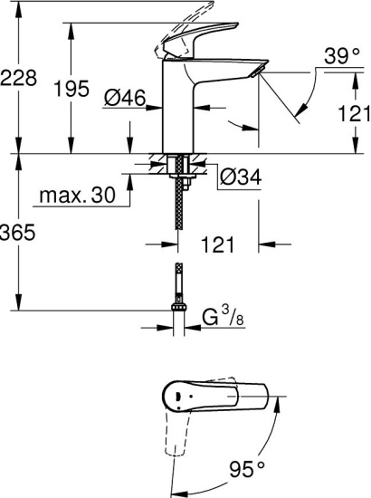 Смеситель для раковины Grohe Eurosmart 2339530E