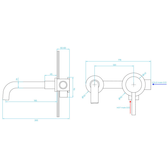 Смеситель для раковины RGW Shower Panels SP-47B настенный