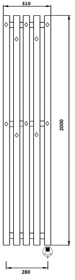 Полотенцесушитель электрический Secado Сандриго 5К 2000/280 R, черный матовый