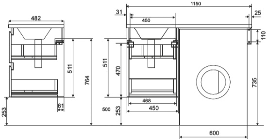 Тумба с раковиной Эстет Dallas Luxe 115 подвесная, 2 ящика