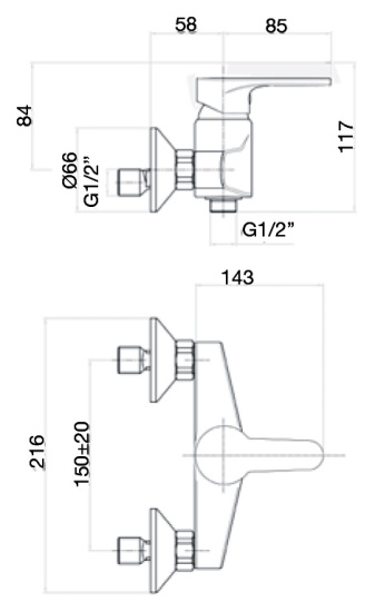 Смеситель для душа Webert Sax Evolution SE870102740, белый