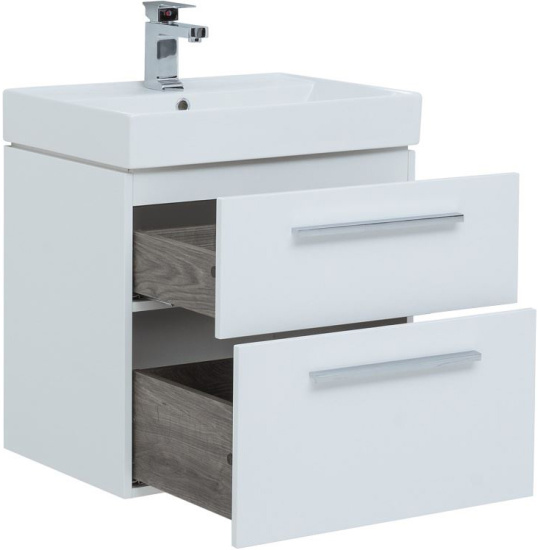 Тумба с раковиной Aquanet Nova 60 2 ящика, белый глянец