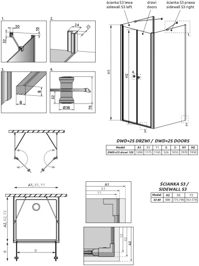 Душевой уголок Radaway EOS DWD+2S 120x80
