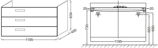 Мебель для ванной Jacob Delafon Rythmik 120 3 ящика белый блестящий лак