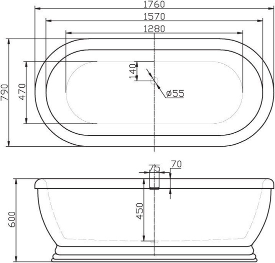 Акриловая ванна BelBagno BB03 180 см