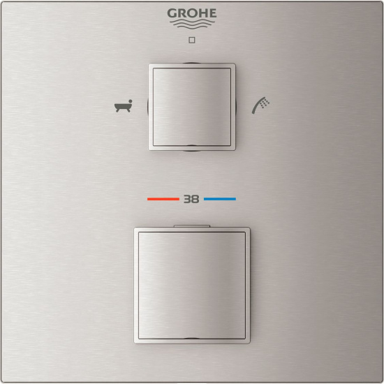 Смеситель для ванны Grohe Grohtherm Cube 24155DC0 суперсталь, термостат