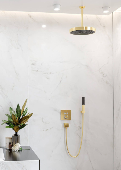 Смеситель для душа Hansgrohe ShowerSelect 15763990 термостат, полированное золото