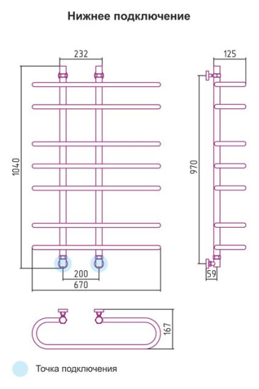Полотенцесушитель водяной Сунержа Фурор 100x70