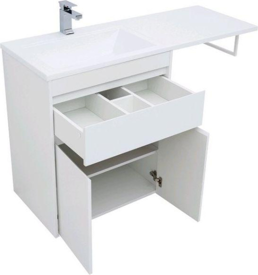 Тумба с раковиной Aquanet Токио 130 L белая напольная, 1 ящик, 2 дверцы