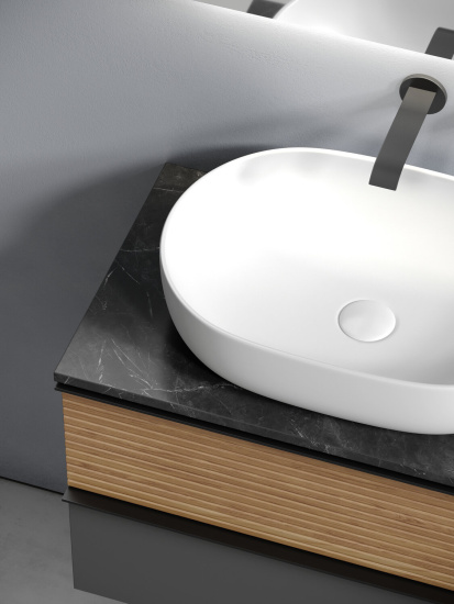 Тумба с раковиной Sancos Delta 80 дуб красный/графит, DL80GR