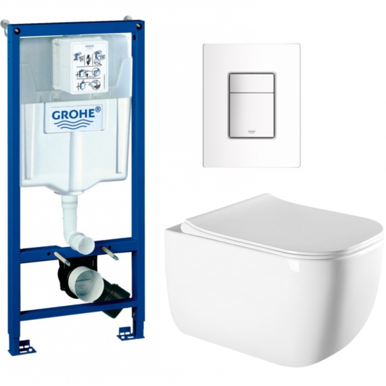 Инсталляция Grohe Rapid SL 38772001 с кнопкой + унитаз подвесной Allen Brau Priority 4.31002.20