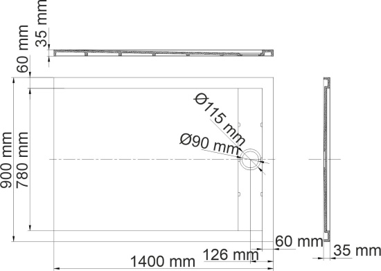 Поддон для душа Wasserkraft Rhin 44T36 140x90
