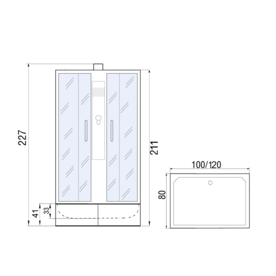 Душевая кабина River Quadro Б/К XL 120/80/41 МТ