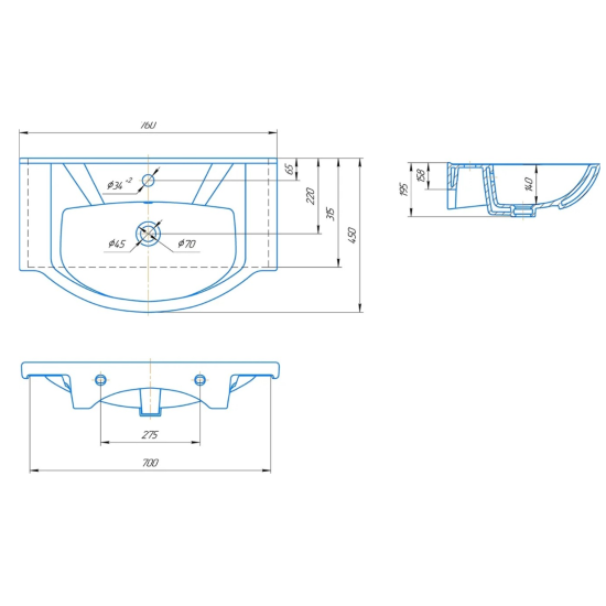 Тумба с раковиной Runo Эрика 75