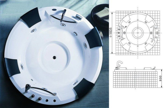Акриловая ванна Appollo AT-9049 с гидромассажем 182 см