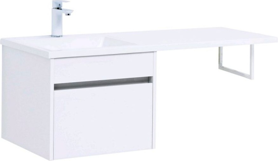 Тумба с раковиной Aquanet Токио 110 L белая подвесная, 1 ящик