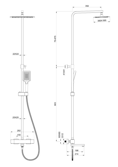 Душевая стойка Wonzon & Woghand WW-88739901-CR с термостатом