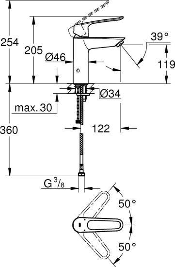 Смеситель для раковины Grohe Eurosmart 23987003