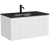 Тумба с раковиной Sancos Code 80 подвесная, белая матовая, раковина черная