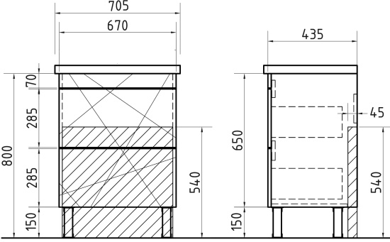 Мебель для ванной Vigo Geometry 70 белая