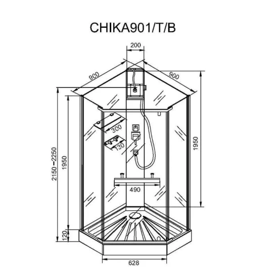 Душевая кабина Ceruttispa Chika 901B профиль черный