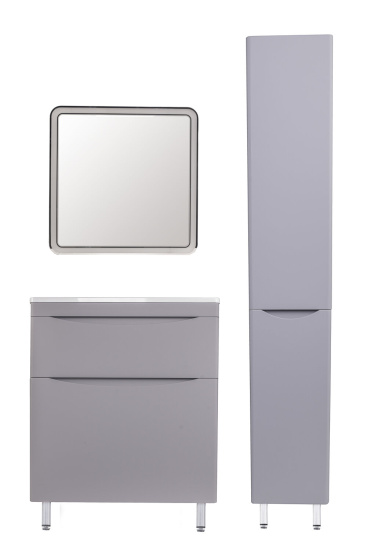 Тумба с раковиной Style Line Бергамо мини 70 2 ящика Люкс антискрейтч серая, Plus напольная