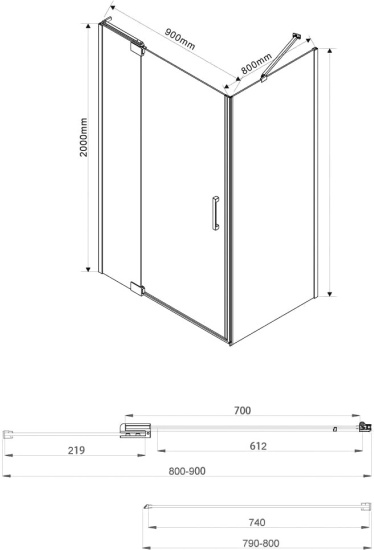 Душевой уголок Vincea Extra VSR-1E809080CL 90x80 см, профиль хром, стекло прозрачное