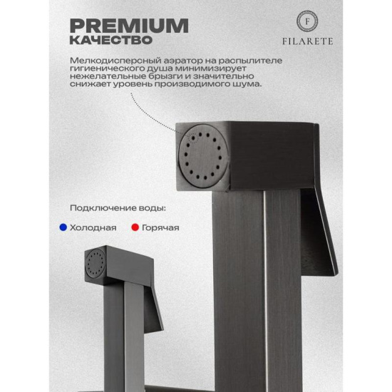 Гигиенический душ Filarete Fing FL101BG со смесителем, графит