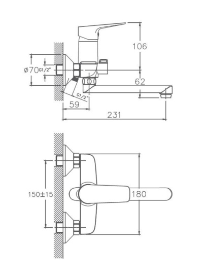 Смеситель для ванны Haiba HB60506 хром