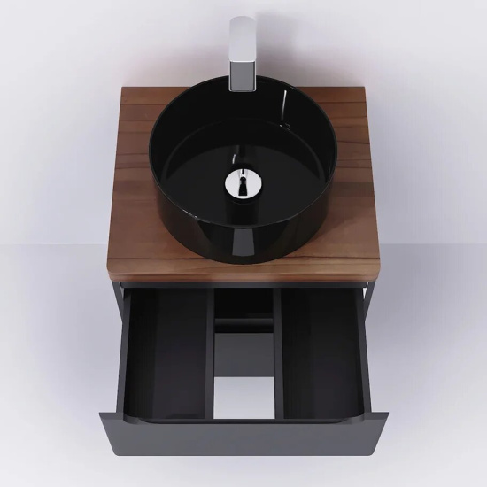 Мебель для ванной Jorno Wood 60, серая, темная столешница