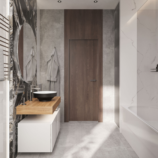 Мебель для ванной Stworki Ольборг 100 столешница дуб французский, без отверстий, 2 тумбы 50, с раковиной Vitra Water jewels