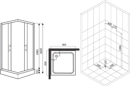 Душевой уголок Esbano ESD-8024 90x90,с поддоном