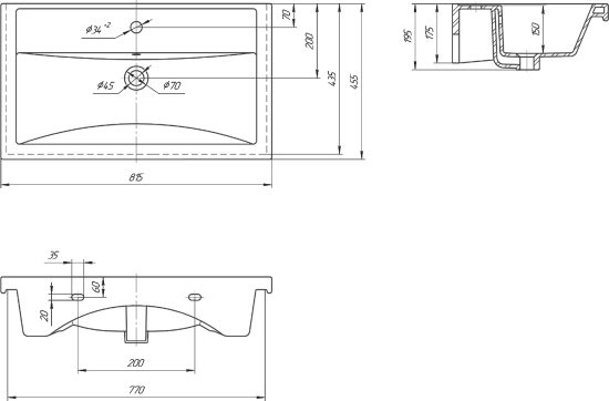 Тумба с раковиной СанТа Лондон 80 напольная