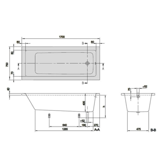 Акриловая ванна Villeroy & Boch Targa Plus Mono UBA171NES2V-01 170x75 см