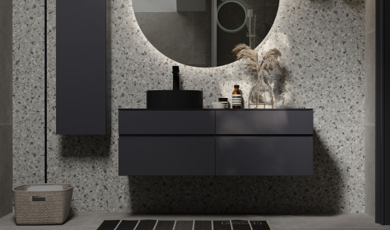 Тумба с раковиной Raval Decent 120 антрацит
