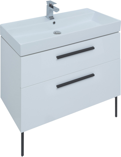 Тумба с раковиной Aquanet Nova 75 белый глянец