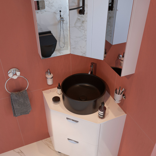 Тумба с раковиной Stworki Лунд 60 белая, Rotenburg 40 черная