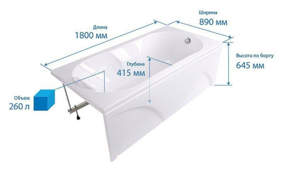 Акриловая ванна Triton Лагуна 180x90 с гидромассажем