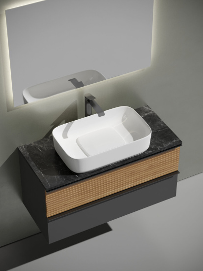 Тумба с раковиной Sancos Delta 100 дуб красный/графит, DL100GR