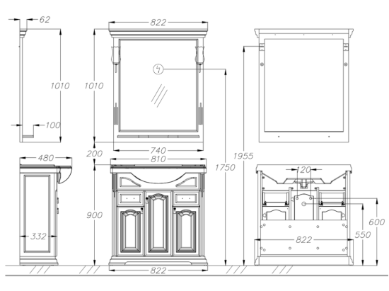 Зеркало Opadiris Риспекто 80 нагал