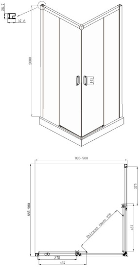 Душевой уголок Ambassador Queen 11011203Black 90x90 см