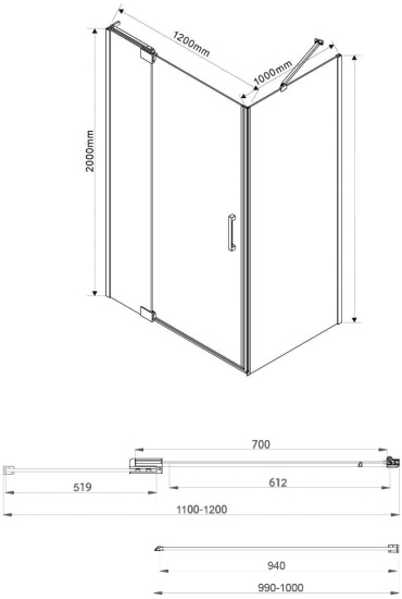 Душевой уголок Vincea Extra VSR-1E111210CL 120x100 см, профиль хром, стекло прозрачное