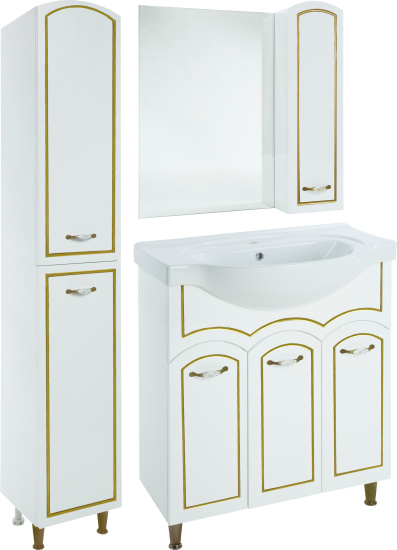Зеркало Bellezza Амелия 70 R белое, патина золото