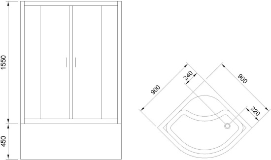 Душевой уголок Royal Bath BK RB90BK-C-BL 90x90 с поддоном