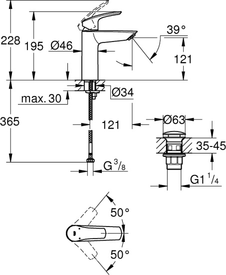 Смеситель для раковины Grohe Eurosmart 23923003