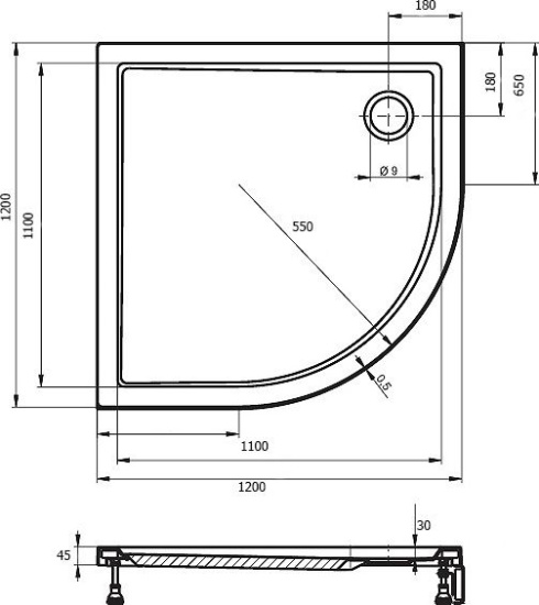 Поддон для душа Riho Davos 289 120x120 см